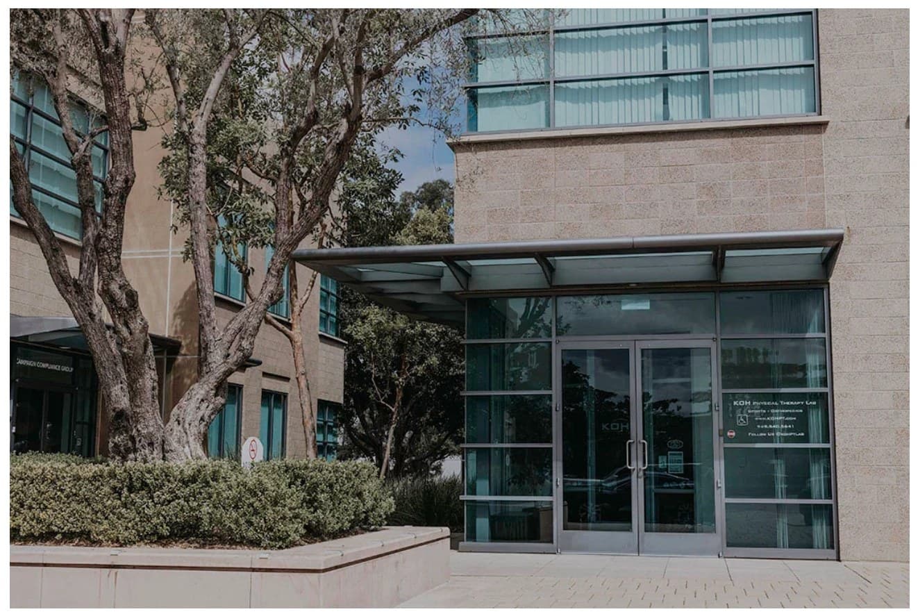 Entrance of the KOH Physical Therapy Lab clinic at 9080 Irvine Center Drive in Irvine